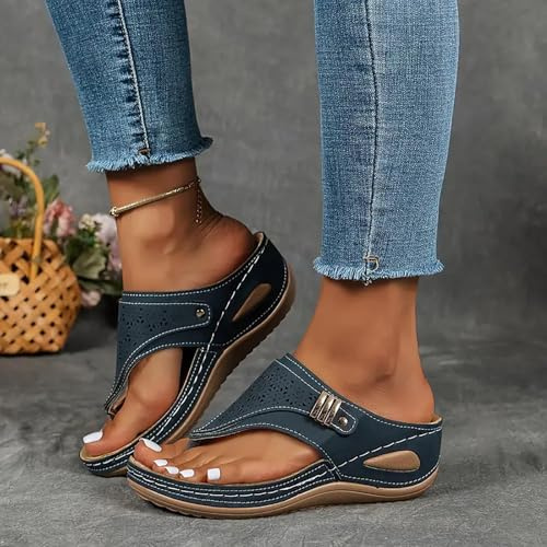 Orthopedic Sandals Women,Arch Support Wedge Flip Flops for Women,Slip On Sandals for Women,Wide Fit New Summer Slides Non-Slip Beach Shoes,Orthopedic Sandals Anti-Slip Walking Sandals