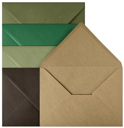 Netuno 20 färgade kuvert jordtoner DIN C5 16,2 x 22,9 cm set eleganta kuvert C5 färgglad mix för A5 kort inbjudningar födelsedag bröllop gratulationskort vykort