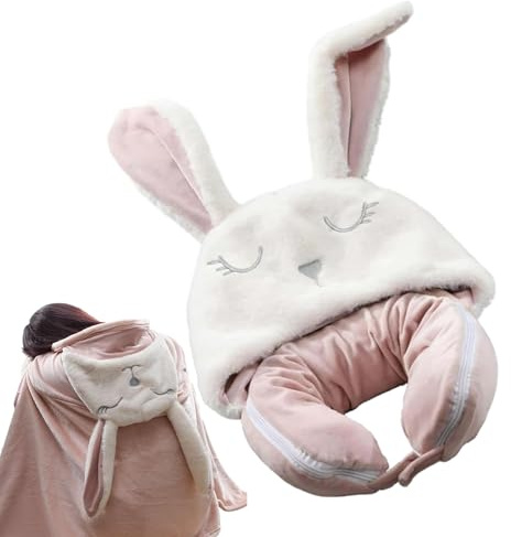 Set di coperte da viaggio per il collo, 2 in 1, con e coperta convertibili, berretto integrato per il calore, tessuto felpato ultra morbido, kit comfort per lunghi voli e viaggi in auto