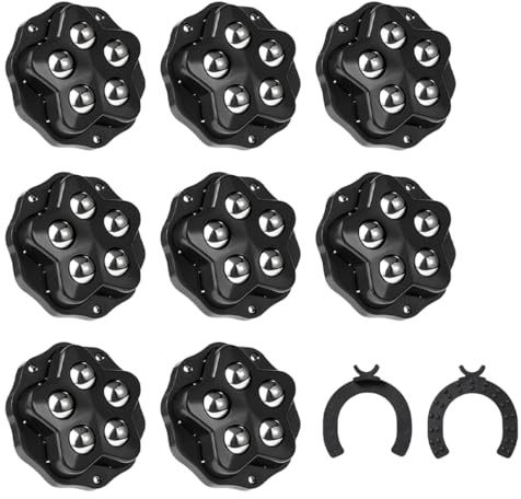 YAZWUR Lot de 8 mini-roulettes autocollantes avec roulement à billes et frein, pour déplacer petits meubles et appareils de cuisine (noir) (5 billes en acier)