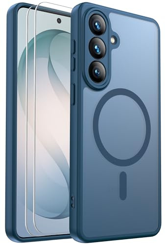 for Samsung Galaxy S26 Case, with Screen Protector X2, Blue | Full Camera Protection, Fit for Magsafe, Translucent Matte, Military Grade Drop Proof, Shockproof Protective Phone Cover