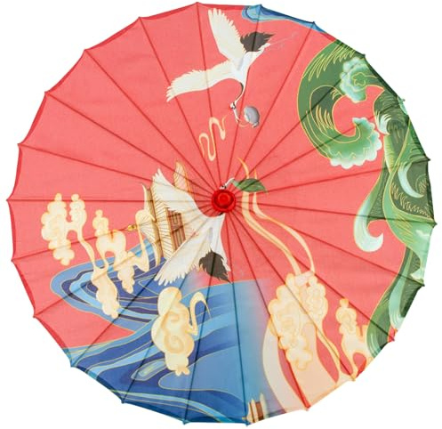 Wedhapy Sombrilla japonesa Paraguas japonés Paraguas de papel engrasado de 32 pulgadas Arte clásico chinos para mujeres Sombrilla de danza con hueso de bambú Estilo 2