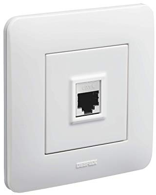 DEBFLEX - Casual - Prise RJ45 Cat. 6 - Prise Murale Ethernet Haut Débit - Installation Encastrée - Blanc Brillant - 85 x 85 x 36 mm