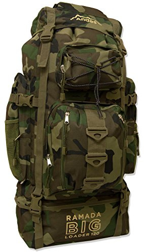 Andes Camouflage/Camo Ramada 120L Extra Large Hiking Camping Backpack/Rucksack Luggage Bag