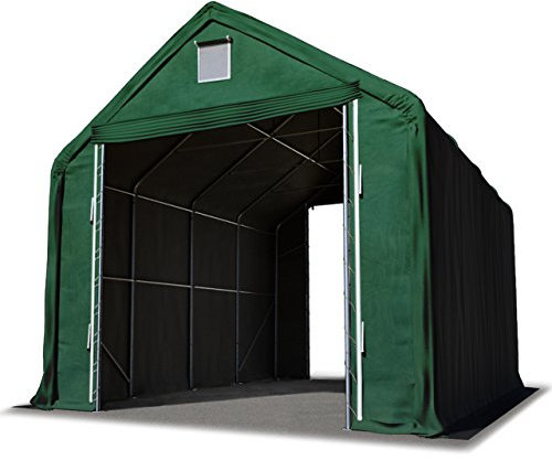 TOOLPORT Lagerzelt 5x10 m/Seitenhöhe 3m Zelthalle Industriezelt feuersichere PRIMEtex PVC Plane 2300 N dunkelgrün