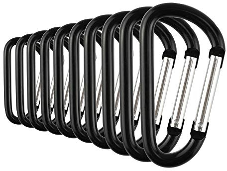 Temlum 10 Stück Karabinerhaken Clip D Form Karabiner Set, Schwarz 4,8x2,5cm