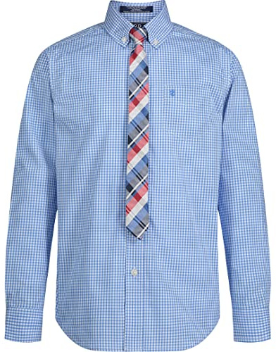 Izod Boys' Big Long Sleeve Dress Shirt with Tie, Dragonfly 10