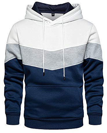 LBL Sweat Homme à Capuche Couleur Vives Pull de Manches Longues Poche Kangourou pour Hiver et Automne Blanc M