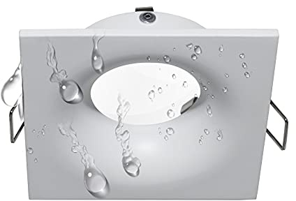 Planetitaly Porta faretto bianco quadrato IP65 box doccia bagno turco sauna incasso 70mm supporto luci LED GU10 MR16 GU5.3