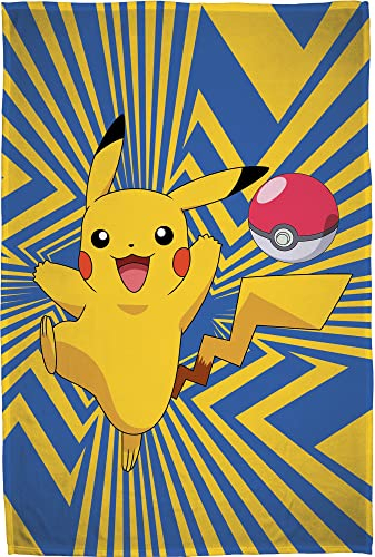 BERONAGE Große Pokémon Wohndecke Go Pikatchu 160 x 200 cm super weiche Flanell-Decke Kuscheldecke Sofadecke Coral-Fleece-Decke Pokemon Snap Pokeball Ash Legends Arceus Diamant Perle zur Bettwäsche