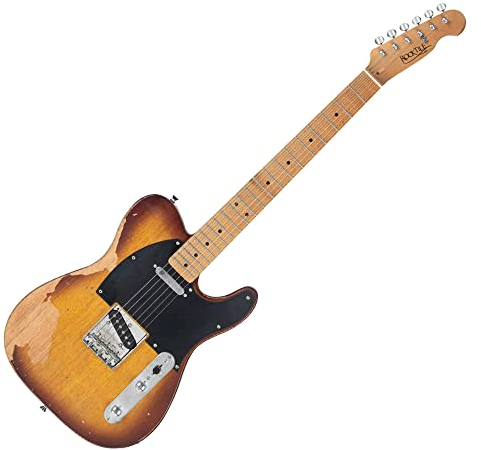 Rocktile Vinstage TL-RMAB E-Gitarre - Relic-Gitarre in Aged-Style - Korpus: Mahagoni - Griffbrett/Hals: gerösteter Ahorn - 2x Single Coil Pickup - Vintage-Hardware - Antique Burst