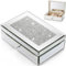 Lyellfe Glass Jewelry Box, Silver Mirror Vanity Organizer with Bling Finish Lid Velvet Tray, Luxury Keepsake Display Box for Women, Earring, Ring, Necklace