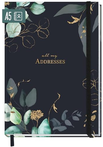 paper&you® Carnet d'adresses A5 avec onglet A-Z [Clair de lune] Livre pour contacts, anniversaires & mots de passe - durable & respectueux du climat