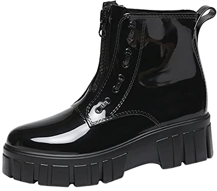 Damen Gummistiefel Festival Stiefeletten Reitstiefel Breiter Fuß Halbhoch Schnee Schlupfstiefel wasserdichte Mit Stulpe Regenschuhe Sommer Herbst Fashion Autowäsche Gummischuhe Oversized Booties