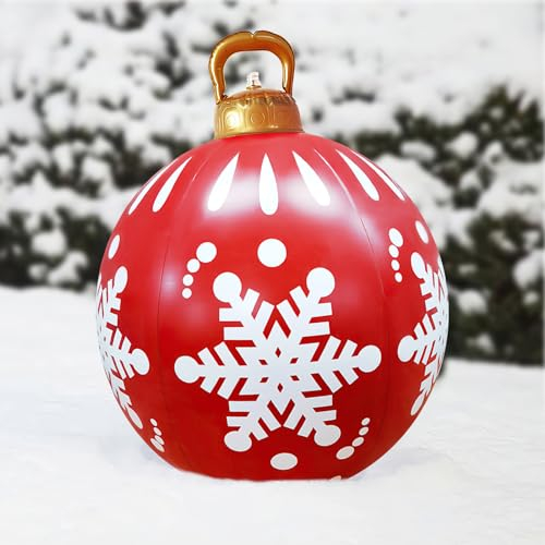KATELUO Palla Natale Gonfiabile,Palla Gonfiabile di Natale Decorazione,Palla Gonfiabile in Pvc Natale,Adatto per Decorare Feste di Natale, Casa, Esterno e Giardino
