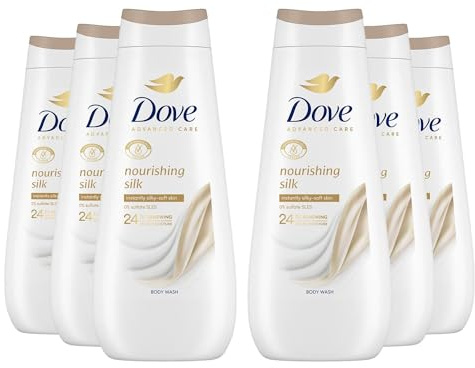 Dove Advanced Care Nourishing Silk Body Wash Body Cleanser shower gel with skin-natural nutrients for instantly silky-soft skin 6x 400 ml