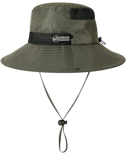 AYPOW Sombrero Pescador Hombre Mujer, Protección Solar Bucket Hat Ajustable Sombrero Hombre Verano Plegable ala Ancha Transpirable Gorro Pescador, Sombrero Safari Jungla para Pesca Camping Caza