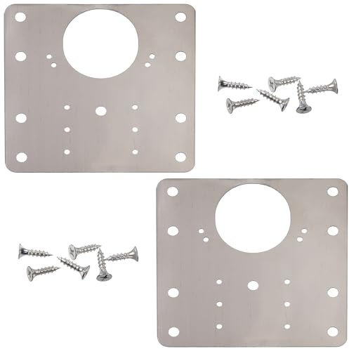 AERZETIX - C74731 - Juego de 2 Placas de reparación de refuerzo para bisagras 90x90mm perforadas - en acero - fijación montaje mueble herraje racor