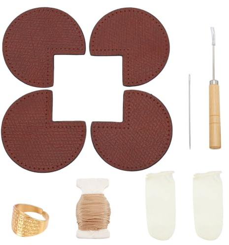 WEBEEDY DIY Sac Coin Repair Set DIY Sac Coin Fixe Housse de Protection en Cuir Coudre Kit avec Sac Coin Patch, C么ne, Aiguille, Fil et Doigt Housse en Cuir sac Fixe Coudre Articles