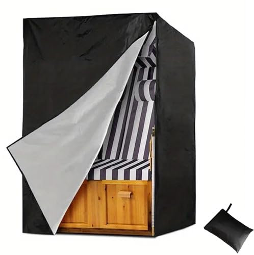 Strandkorb Schutzhülle Winterfest 135x105x175/140CM：420D Oxford Gewebe | Strandkorb Abdeckung Wasserdicht Winddicht Reißfest UV Beständig Strandkorbhülle mit Reißverschluss Perfekt für Stran Garten