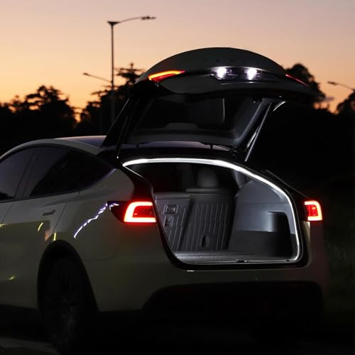 TPARTS Bagageutrymme/trunk LED-remsa för Tesla Model Y 2021–2025 – 3 000 K varm vit och 6 000 K kall vit, intelligent infraröd kontroll, IP67 dammtät, låg strömförbrukning