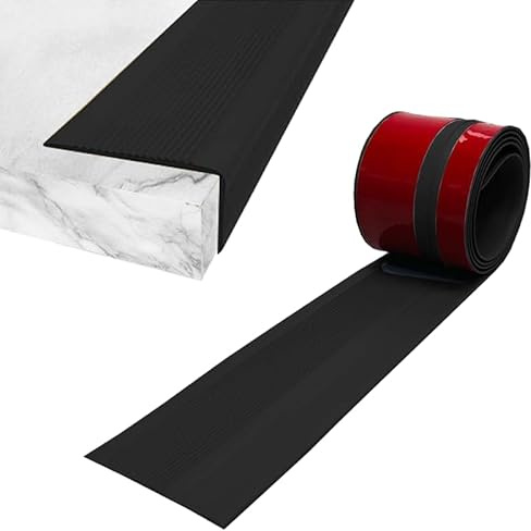 Zayejod 2M Bullnose Stair Anti Slip Nosing Self-Adhesive, 76x35mm | Black Vinyl Edging Strip,Non Slip Step Trim,PVC Rubber Angle Stair Edge Trim for Indoor Outdoor Stairs