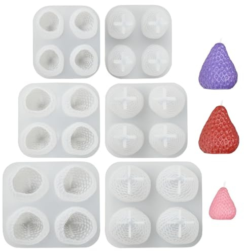 Stiesy 3Pcs Strawberry Candle Moulds Big Small Strawberry Shape Scented Candle Making Silicone Mold 3D Fruit Resin Epoxy Casting Mould for DIY Wax Soap Aromatherapy Crafts Gypsum Molds Decor
