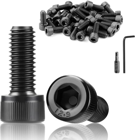 TXXATX 60 Piezas M3x16 mm Tornillos Alen Cilíndrico Negros Tornillos Cabeza Hexagonal DIN 912 Tornillo de Cabeza Allen Rosca Completa Carbono para Reparación de Muebles