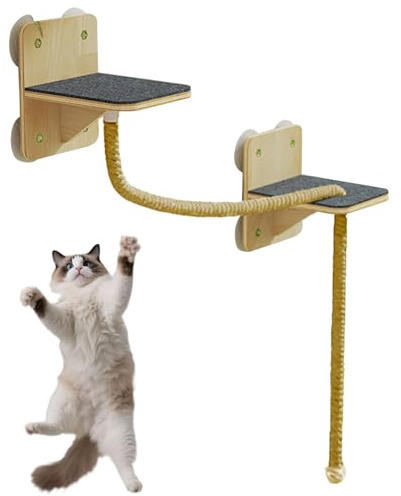 Scaffali per gatti a parete - Torre Di Albero Di Arrampicata Naturale, Gratta E Piattaforma Asta | Mobili Da Parete Durevole Per Uso Esterno Interno, Scale Finestra Scaffale Porta