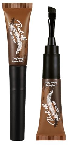 Peel off Eyebrow Tint & Dye Kit - Semi-Permanent Tatto Eyebrows,Dark Brown & Light Brown Eyebrow Stain,Waterproof Brow Tint Lasts 3 Days,Natural Looking Brows,Tinted E/yebrow Gel,02# Espresso
