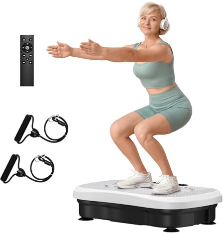 Yoleo Vibration Plate, Workout Vibrating Plate Exercise Machine for Weight Loss, Power Plates Machine Built-in Bluetooth Speaker for Lymphatic Drainage-White