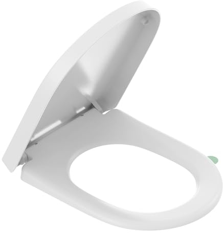YEAUPE PRO Tavoletta Wc Universale D Forma [LUNGO], Sedile WC Urea-Formaldeide con Chiusura Ammortizzata, Coperchio WC con Pulsante a Sgancio Rapido, Bianco, Modello Installaz. Incl, 46,4 * 35,9 CM