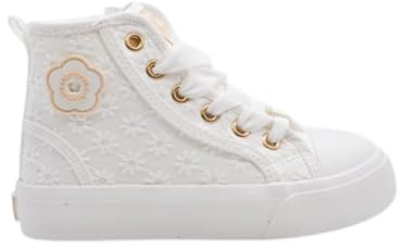 Mayoral Sneakers Alte da Bambina, Bianche, in Tela Ricamata con Lacci e Cerniera, Eleganti per Cerimonia (Bianco, Sistema Taglie Calzature EU, Bambino Piccolo (2-5 Anni), Numero, Media, 26)