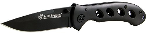 Smith & Wesson Oasis, Black Titanium Coated Handle & Blade, Plain