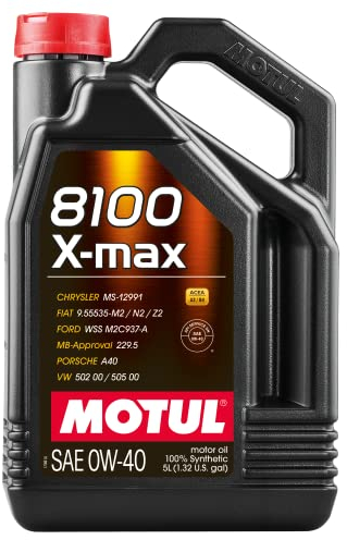 MOTUL 104533 | MOTUL 8100 X-max 100% Synthetic Full SAPS Engine Oil for Petrol & Diesel Vehicles | Viscosity SAE J 300, 0W-40 | 5 Litres
