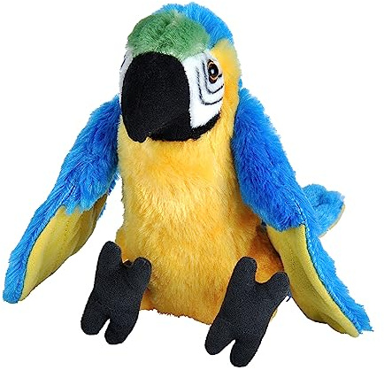 Wild Republic Cuddlekins Mini Ara Bleu et Jaune, Animal en Peluche, 20 cm, Cadeau pour Bébés, Peluche Écologique, Rembourrage Fabriqué à Partir de Bouteilles d’Eau Recyclées