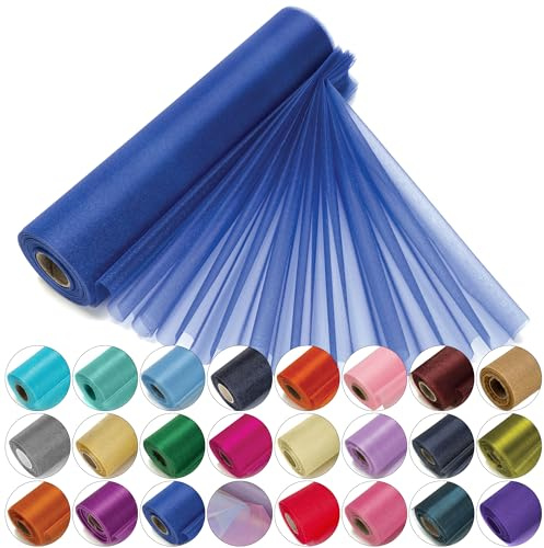 Organzarulle Kungsblå (25 m x 29 cm) – Organza Tyg för Bordslöpare, Bröllopsdekoration, Stolsband, Pyssel och Festdekor