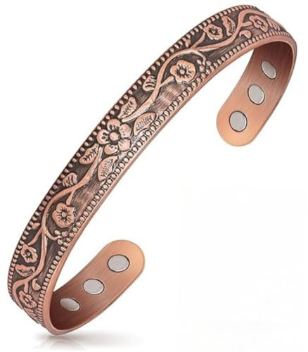 LONGRN Copper Magnetic Bracelets for Women with 3500 Gauss Magnets, 99.99% Pure Copper Jewelry for Women