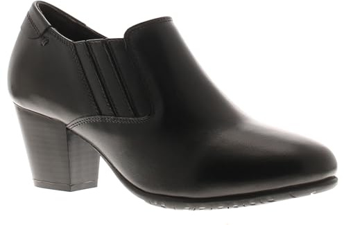 Comfort Plus Slip-On Lucia Leather Womens Court Shoes - Black. Comfortable Womens Boots with Mid Heel. Ankle Boot Ladies Leather Wide Fit Shoes for Women Black 3 UK
