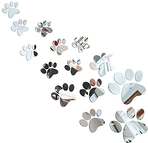 Set di 14 Pezzi Decalcomanie di Zampa a Specchio Adesivi Murali d Impronte Adesivi di Zampe Acriliche Fai-da-Te Decorazioni a Zampe da Parete Rimovibili di 3 Misure per Bambini Soggiorno