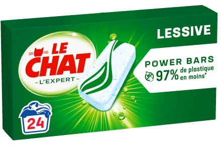 Le Chat L'Expert Power Bars – 24 doses (24 Lavages) – La Lessive dernière génération Poudre compactée