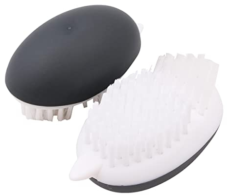 WANGCL Lot de 2 brosses de nettoyage pour fruits et légumes avec prise en main confortable antidérapante (gris)