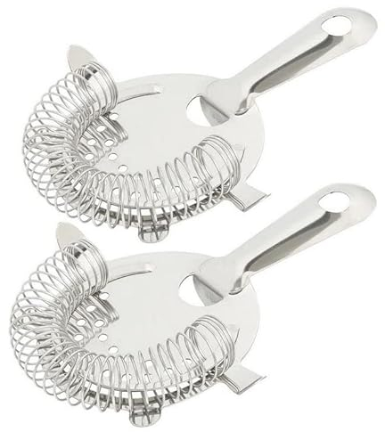 Barsieb für Cocktails aus Edelstahl Cocktailsieb Silber Spiralfeder mit 4 Stützen passend auf alle Shaker Hochwertiges Barzubehör Cocktail Strainer Hawthorne Barman 2er-Set Siebe