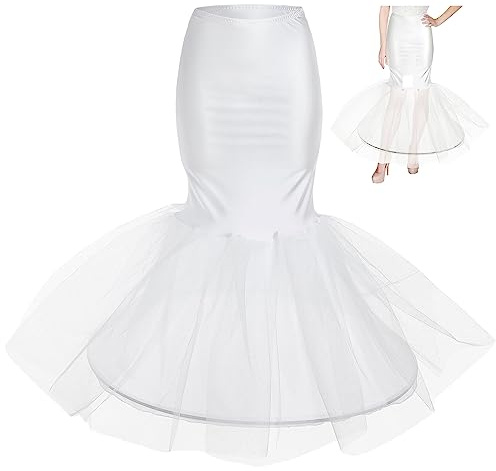 Jupe, Jupon de Mariage, Jupon Tendance Blanc en Forme de Queue de Poisson, de Taille pour Femme, de mariée, Jupe de mariée, avec Queue de sirène, Blanc,