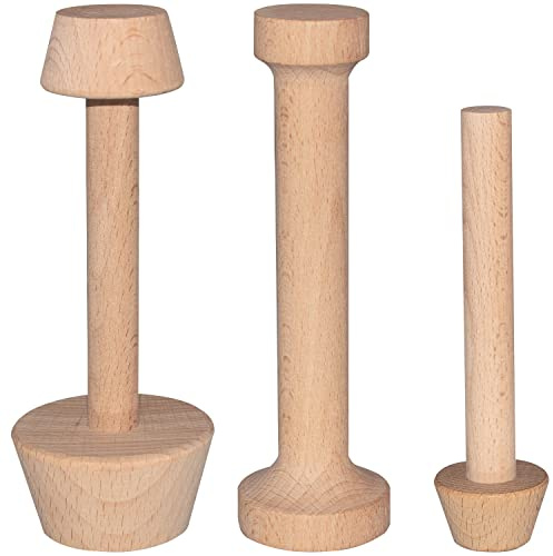 Dupiulk Juego de manipulación de madera para tartas, doble cara, molde para tartas de huevo, herramienta para hornear pasteles para mini tartas, pasteles de queso, pasta y postres (3 piezas)