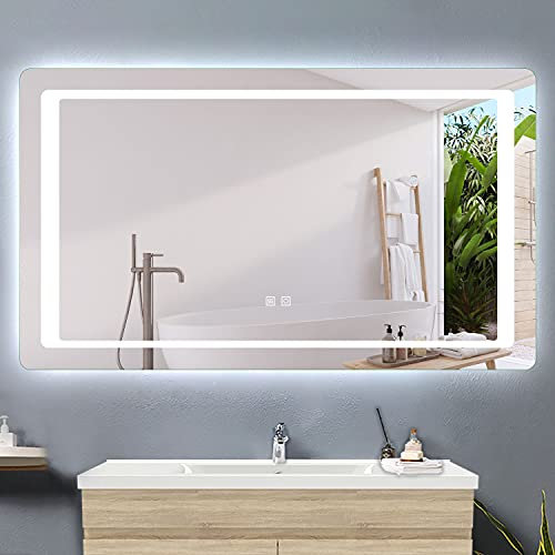 HAPAOSO Miroir de Salle de Bain LED 120x70cm Miroir Mural rectangulaire Anti-buée + Miroir Interrupteur Tactile avec éclairage (6000k Blanc Froid)