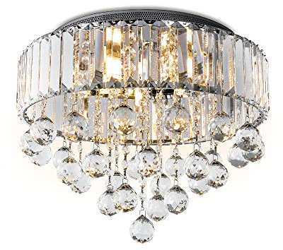 KUNGHEYFATCHOY Kristall-Kronleuchter, Ø 40 cm, Premium, 6-flammig, G9, moderne elegante runde Deckenleuchte, Hängeleuchte für Wohnzimmer, Schlafzimmer, Flur, Kronleuchter (Leuchtmittel sind nicht im