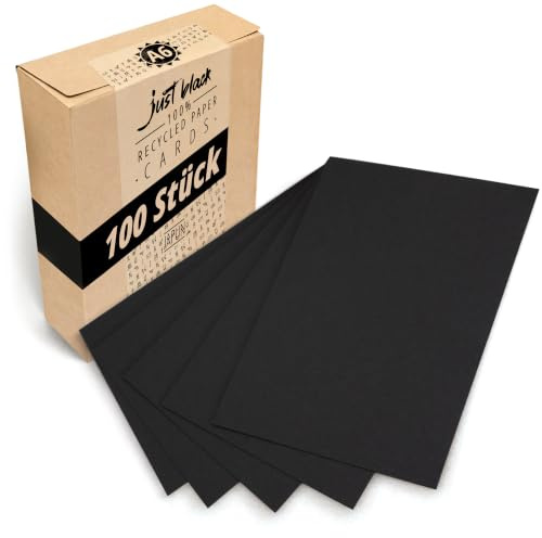 Japun - cartes postales vierges (100 pièces) A6, 148 x 105 mm, noir | Carte en papier kraft set 300 g/m² à personnaliser, à concevoir, pour l'écriture et l'impression