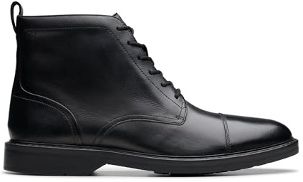 Clarks Aldwin Cap Mens Black Leather, 8