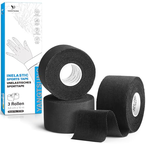 YANGTSUNG Cinta Deportiva, 3 Rollos Cinta Adhesiva Deportiva 3,8 cm x 10 m Tape Vendaje Deportivo para Proteger los Dedos de los Pies, Balonmano, Fútbol, Voleibol, Escalada, Cinta Autoadhesiva